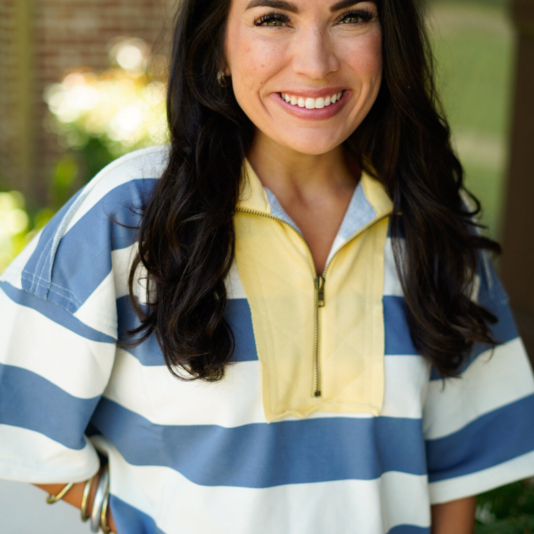 Striped Half Zip Top
