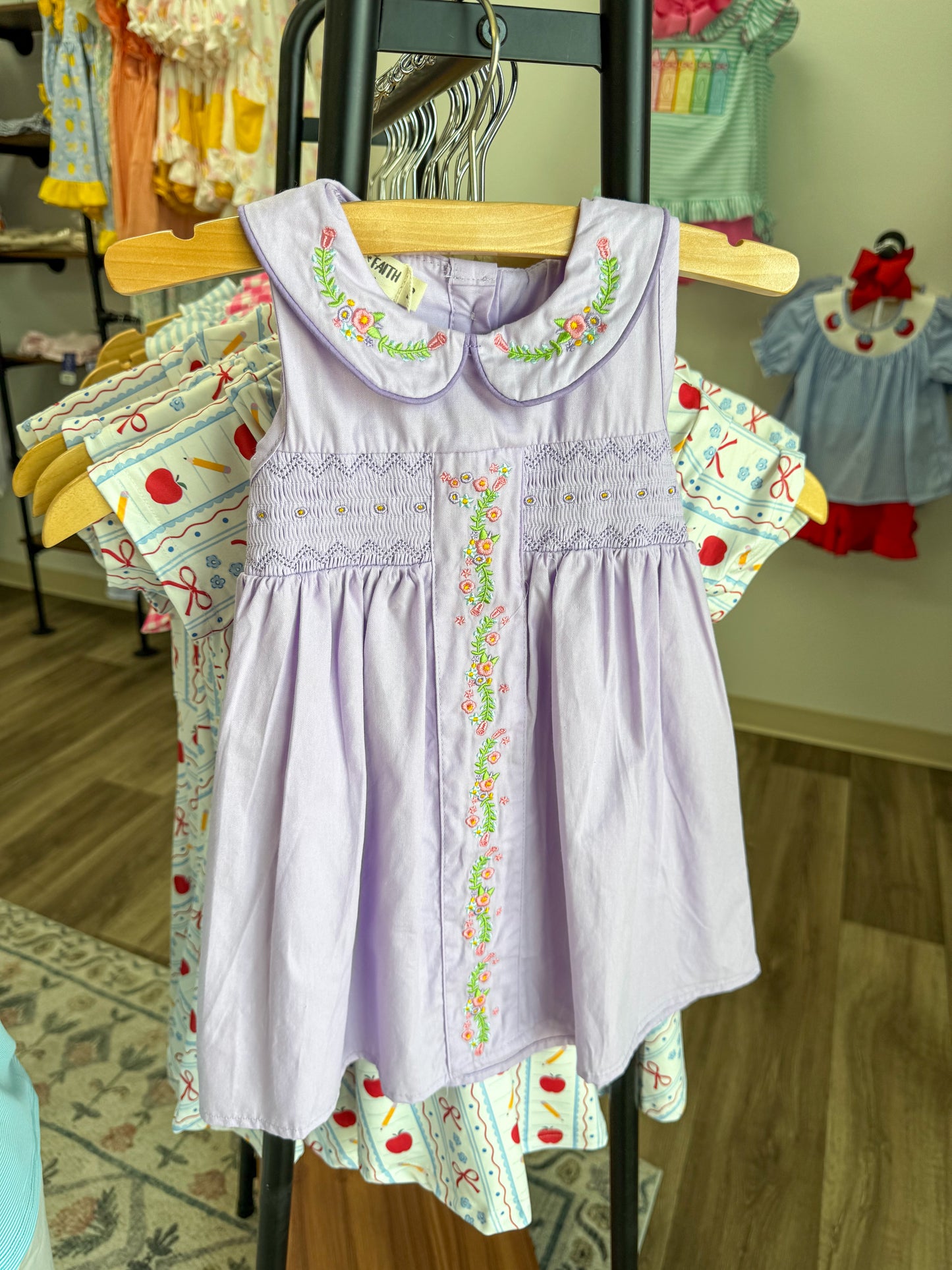 Collared Purple Dress with Embroidery