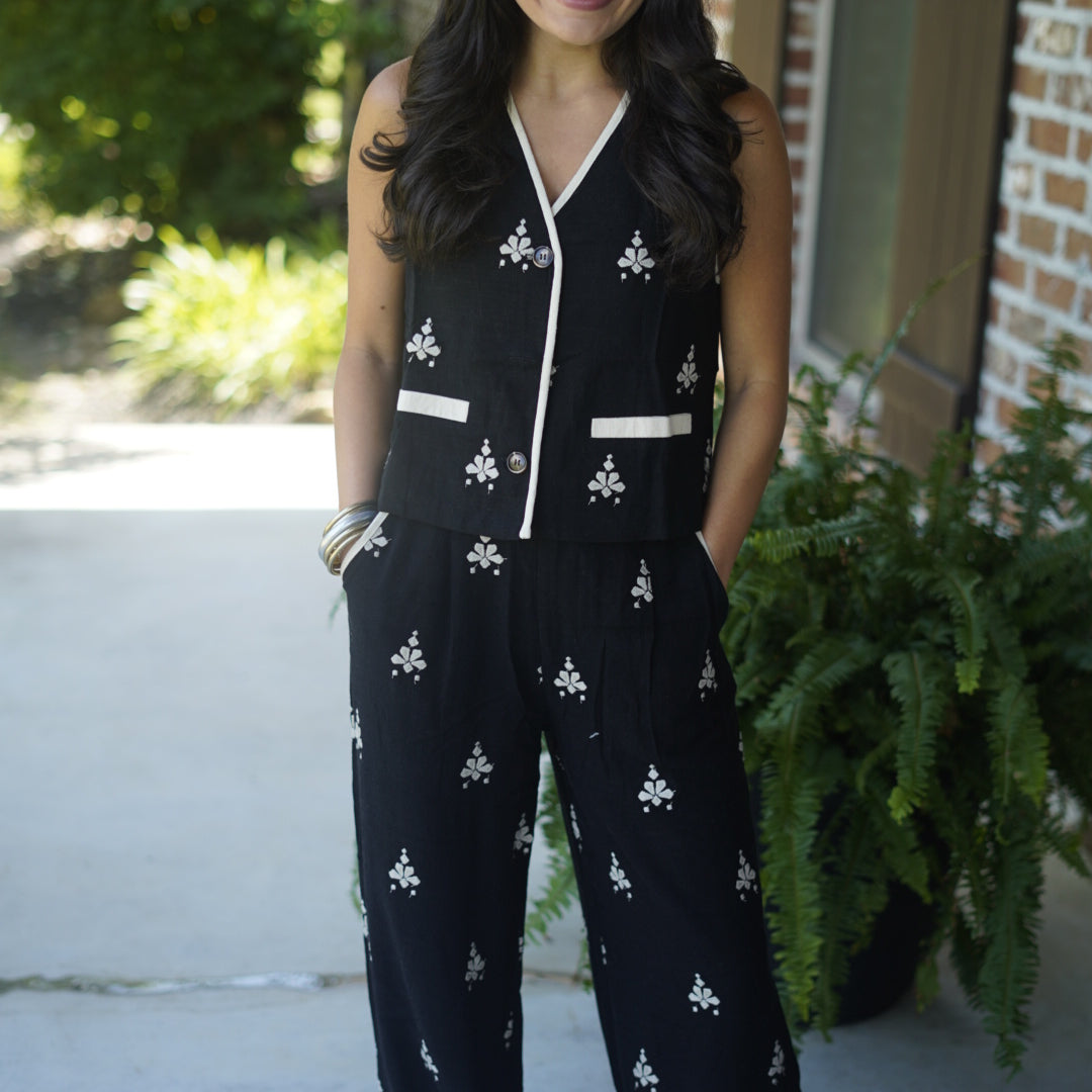 Embroidered Pants Set