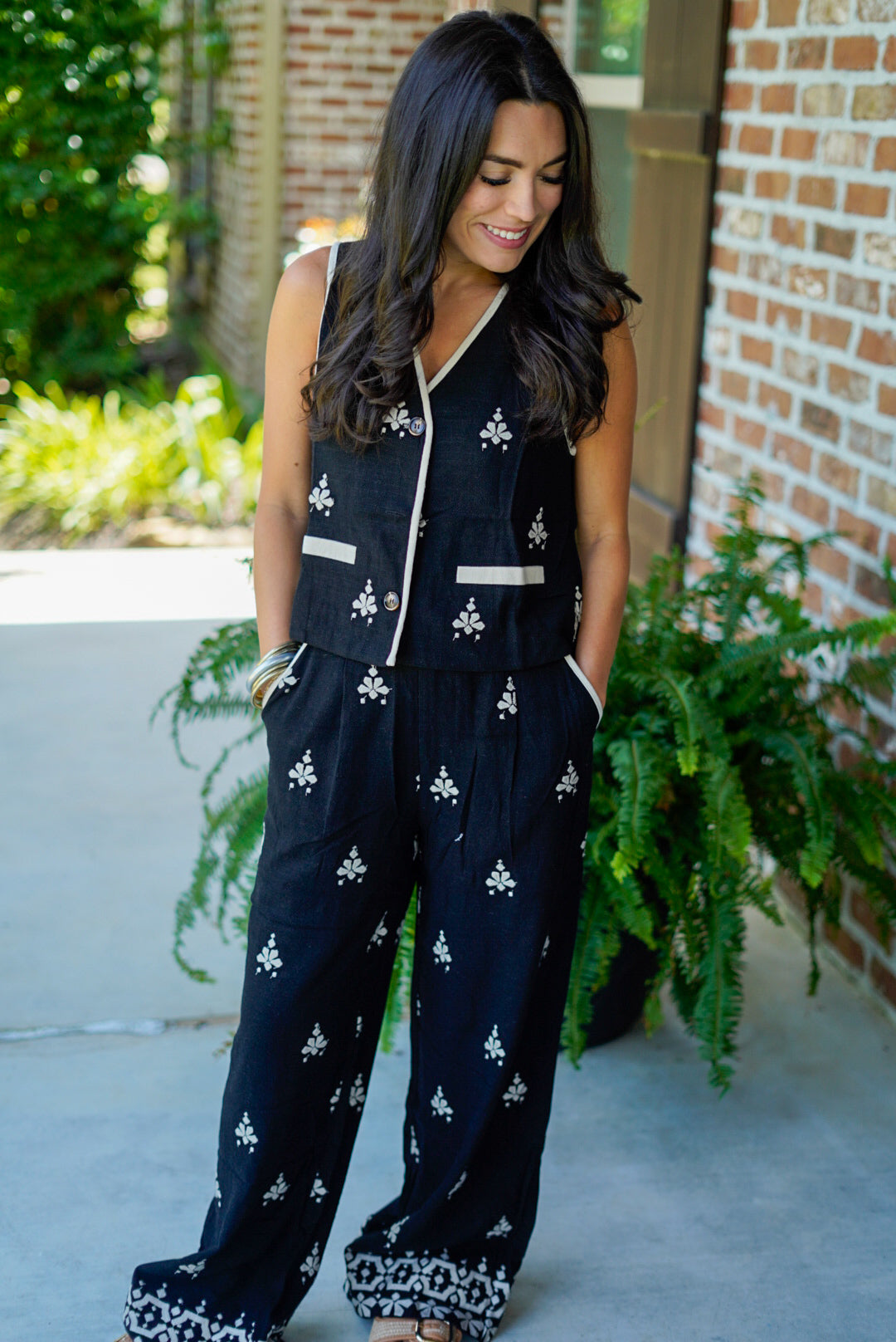 Embroidered Pants Set
