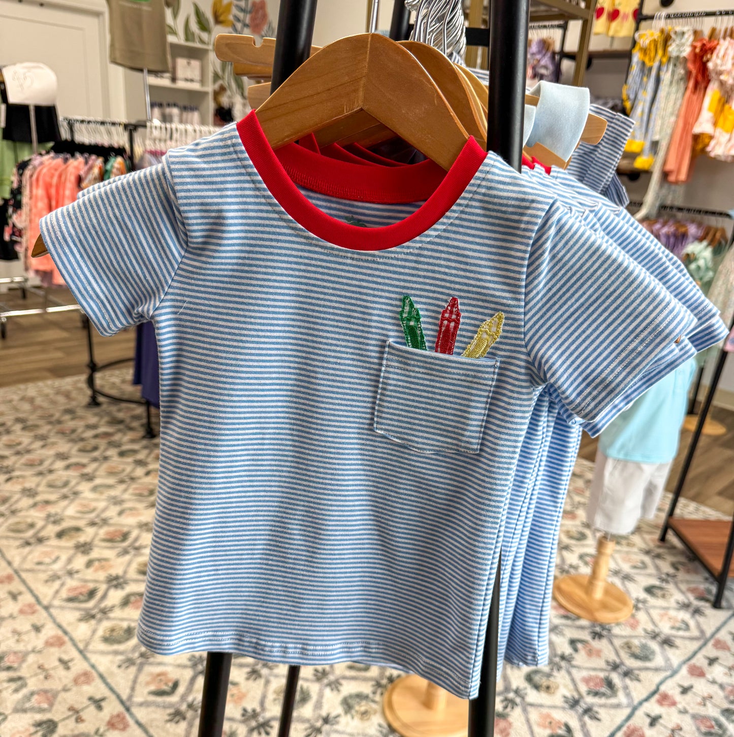 Boys Embroidered Crayon Pocket Top